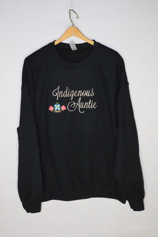 Indigenous Auntie Sweatshirt with flower Embroidered